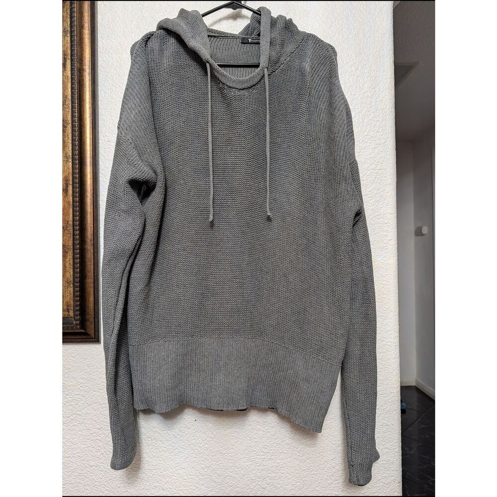 Alexander Wang Gray Crewneck Hooded Knit Sweater